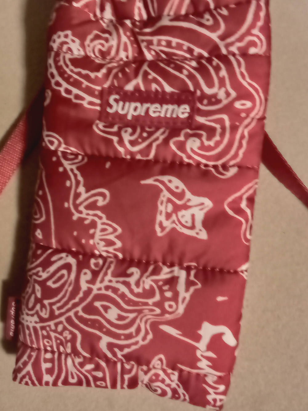 Supreme Red Bandana Print Quilted Crossbody Pouch